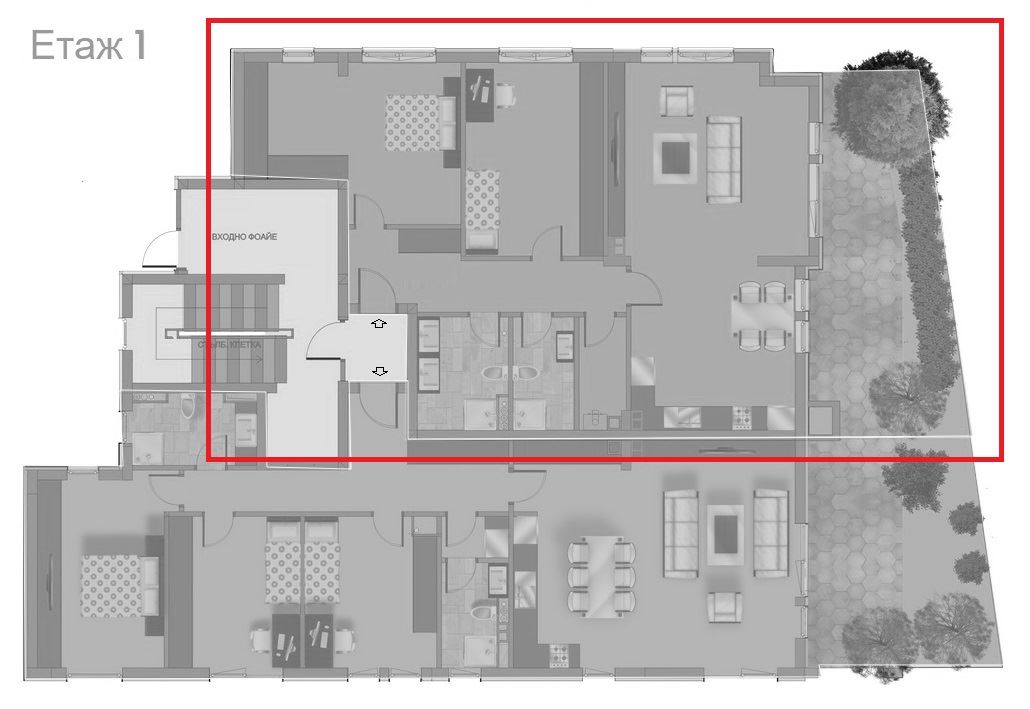 3-СТАЕН АПАРТАМЕНТ 133 М² СЪС СОБСТВЕН ДВОР ДО НБУ - 0