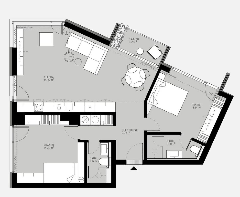 3-СТАЕН АПАРТАМЕНТ 120 М² В ГОРНА БАНЯ - 0