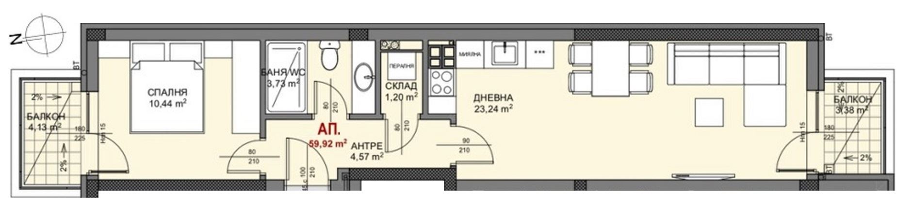 2-СТАЕН АПАРТАМЕНТ 75 М² В КВ.ОВЧА КУПЕЛ - 0