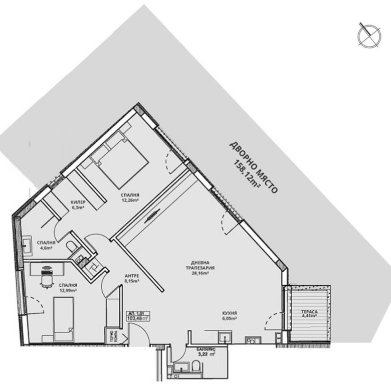3-СТАЕН АПАРТАМЕНТ 120 М² СОБСТВЕН ДВОР 160 М² В КВ. ПАВЛОВО - 0