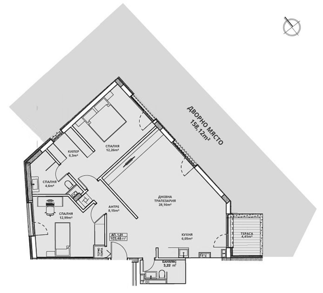 3-СТАЕН АПАРТАМЕНТ 120 М² СОБСТВЕН ДВОР 160 М² В КВ. ПАВЛОВО - 0