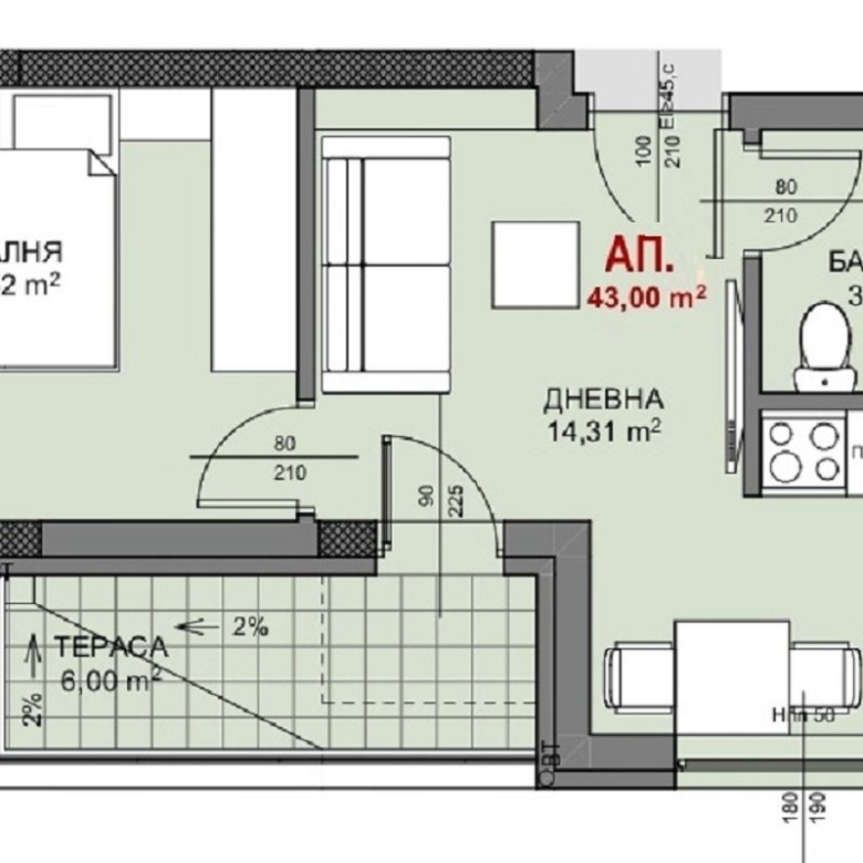 2-СТАЕН АПАРТАМЕНТ 55 М² В КВ.ОВЧА КУПЕЛ - 0
