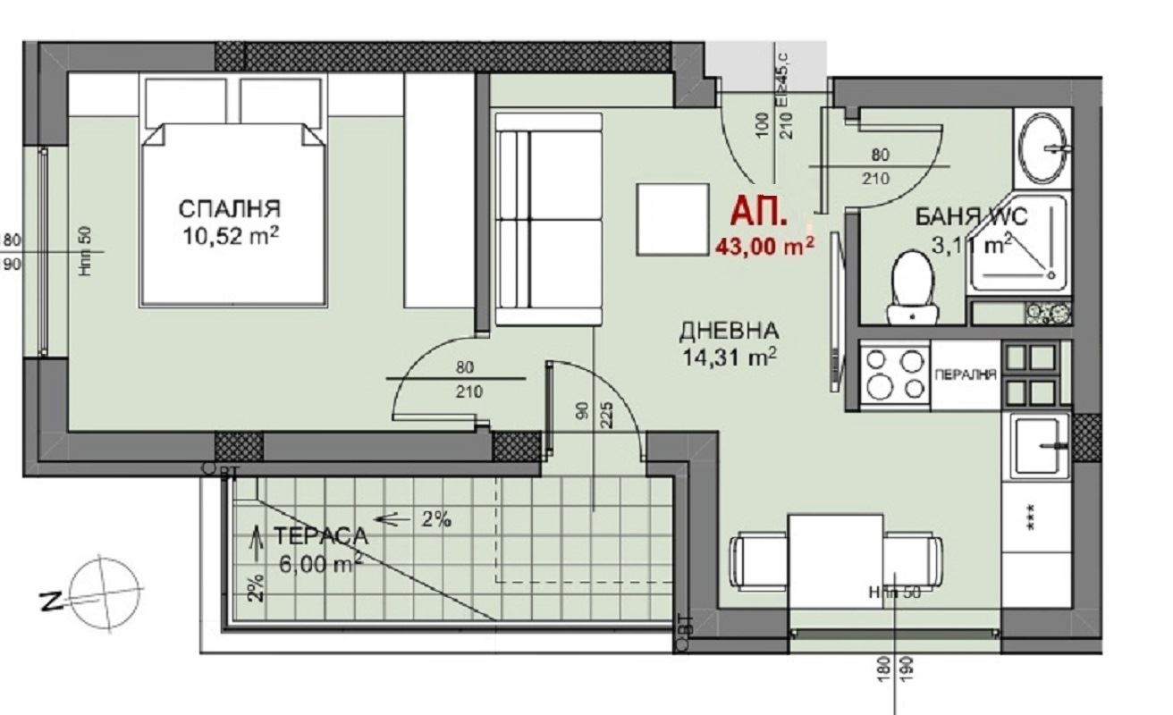 2-СТАЕН АПАРТАМЕНТ 55 М² В КВ.ОВЧА КУПЕЛ - 0