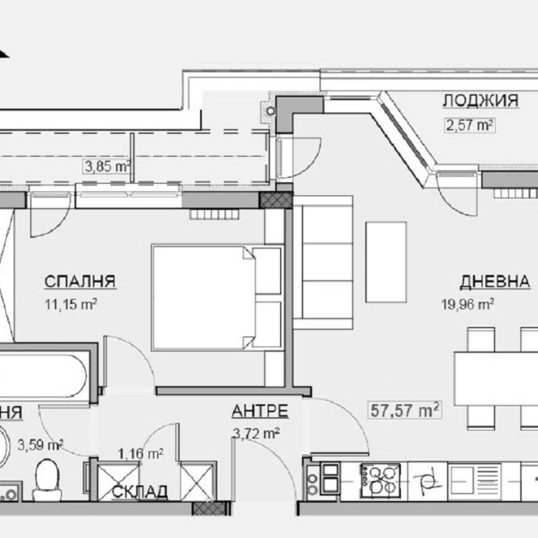 2-СТАЕН АПАРТАМЕНТ 69 М² ДО МЕТРОСТАНЦИЯ КРАСНО СЕЛО - 0