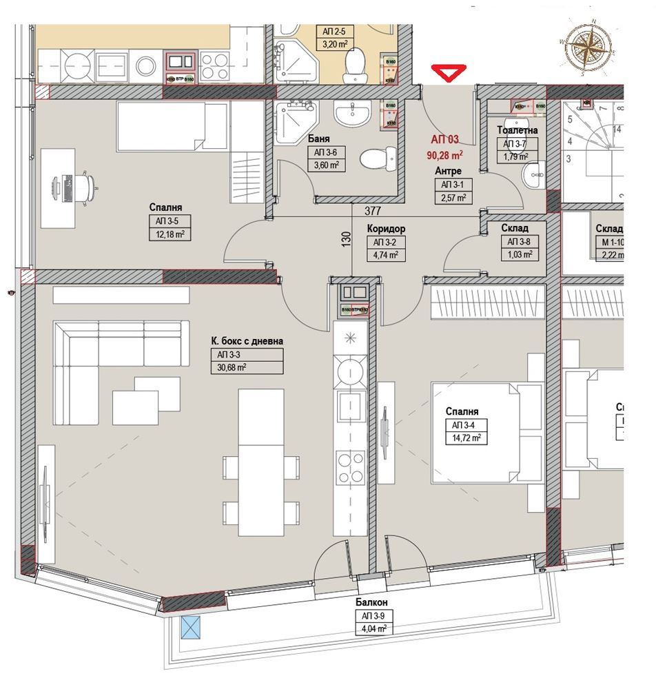3-СТАЕН АПАРТАМЕНТ 105 М² ДО МЕТРОСТАНЦИЯ МИЗИЯ - 0