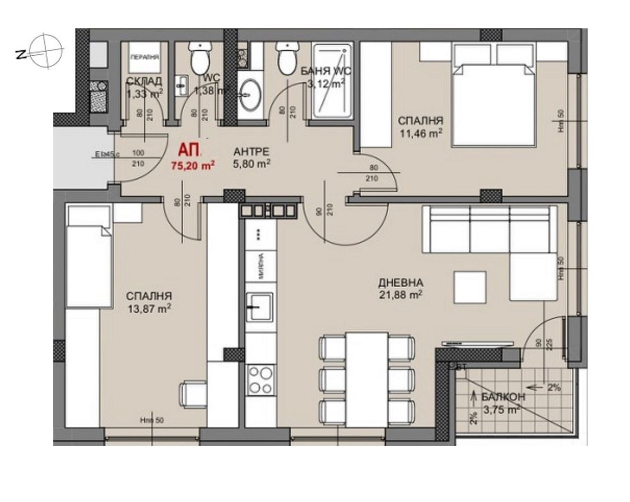 3-СТАЕН АПАРТАМЕНТ 94 М² В КВ.ОВЧА КУПЕЛ - 0