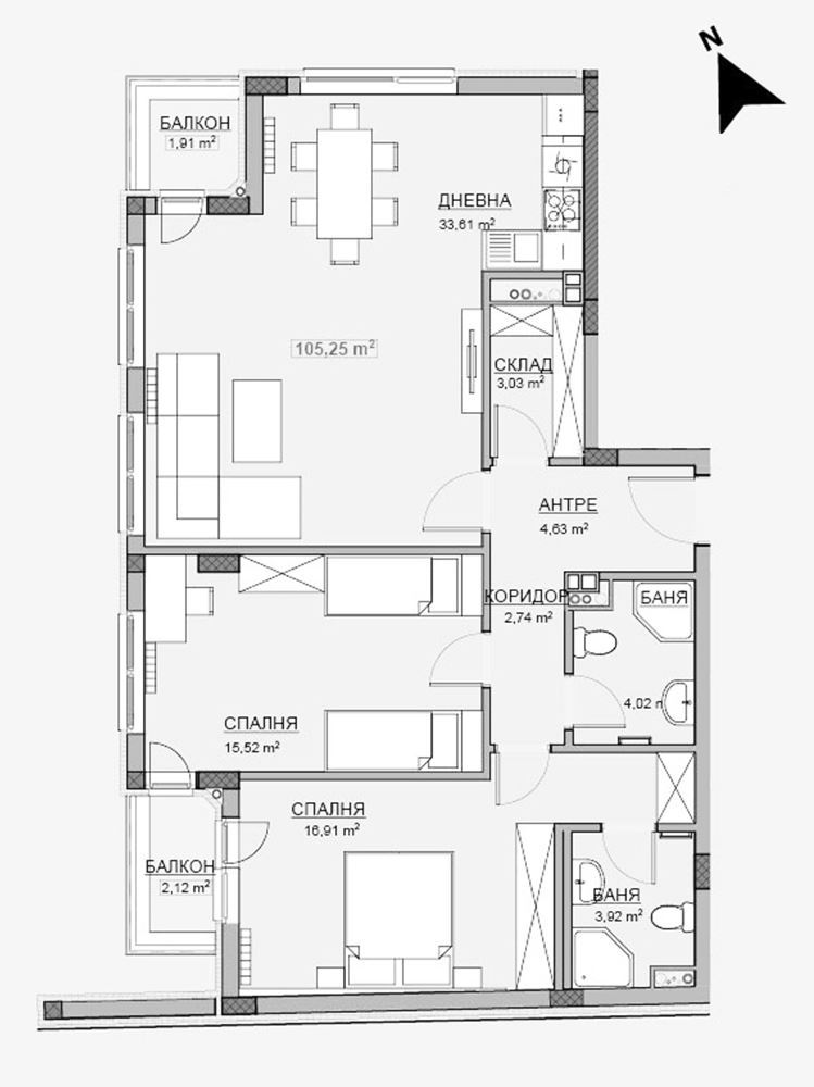 3-СТАЕН АПАРТАМЕНТ 127 М2 ДО МЕТРОСТАНЦИЯ КРАСНО СЕЛО - 0