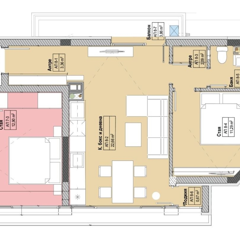 2-СТАЕН АПАРТАМЕНТ 85 М² ДО МЕТРОСТАНЦИЯ МИЗИЯ - 0
