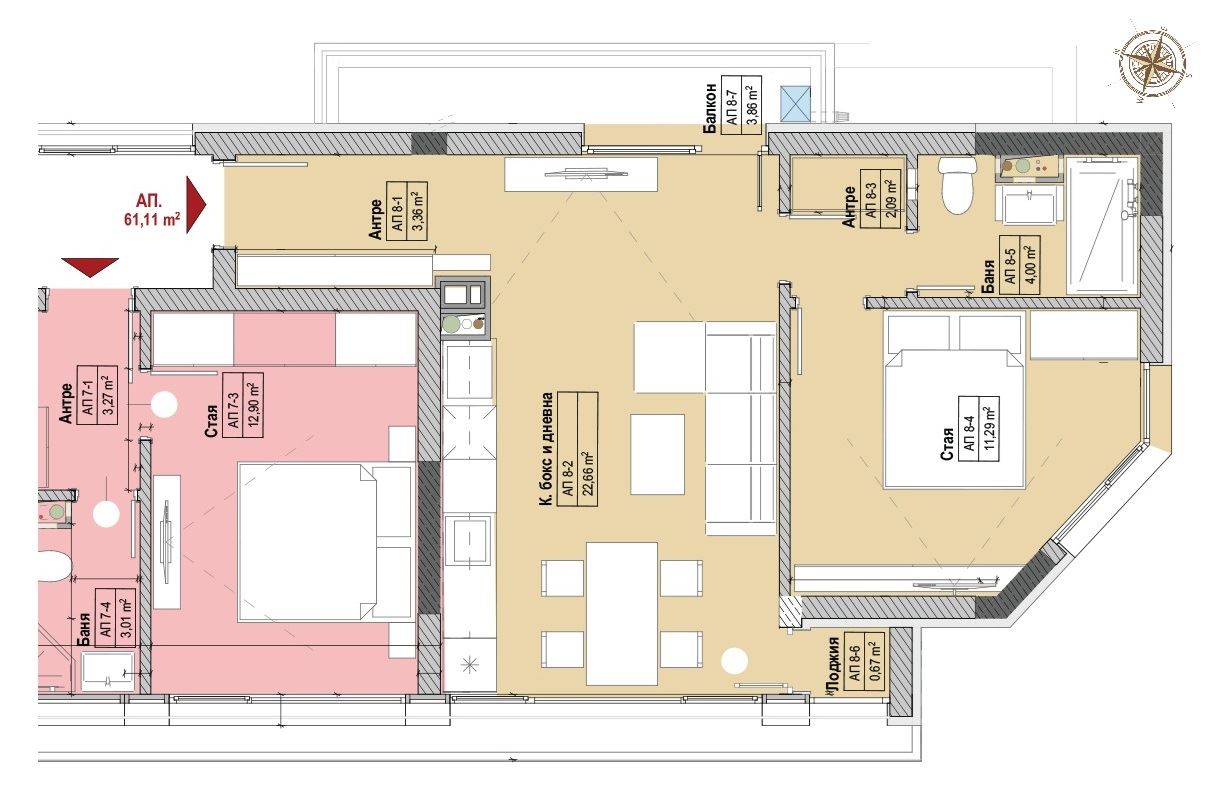 2-СТАЕН АПАРТАМЕНТ 85 М² ДО МЕТРОСТАНЦИЯ МИЗИЯ - 0