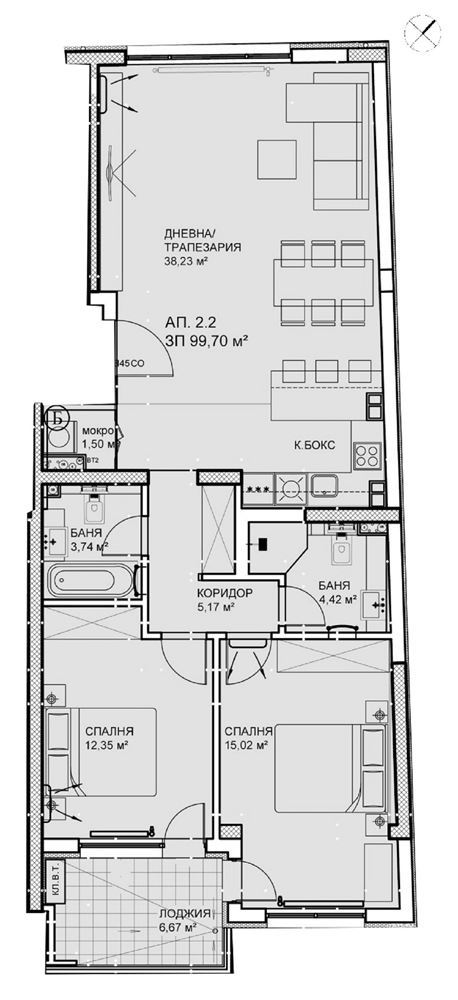 3-СТАЕН АПАРТАМЕНТ 117 М² ДО МЕТРОСТАНЦИЯ КРАСНО СЕЛО - 0