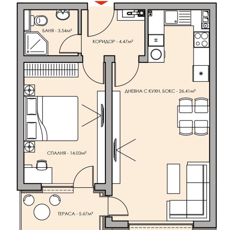2-СТАЕН АПАРТАМЕНТ 77 М² В КВ.ОВЧА КУПЕЛ - 0