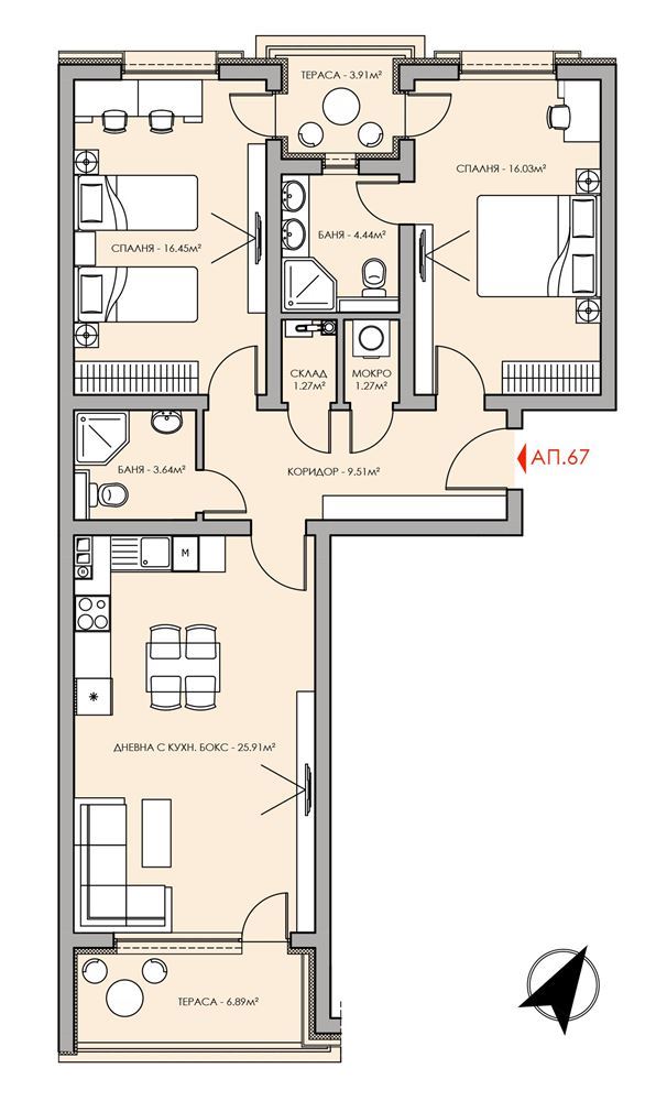 3-СТАЕН АПАРТАМЕНТ 124 М² В КВ.ОВЧА КУПЕЛ - 0
