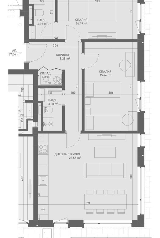 3-СТАЕН АПАРТАМЕНТ 97 М² СЪС СОБСТВЕН ДВОР 135 М² В ПОЛИТЕ НА ЛОЗЕНСКАТА ПЛАНИНА - 0