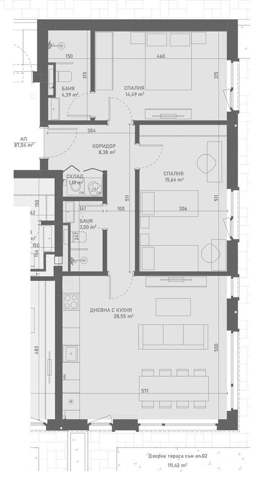 3-СТАЕН АПАРТАМЕНТ 97 М² СЪС СОБСТВЕН ДВОР 135 М² В ПОЛИТЕ НА ЛОЗЕНСКАТА ПЛАНИНА - 0