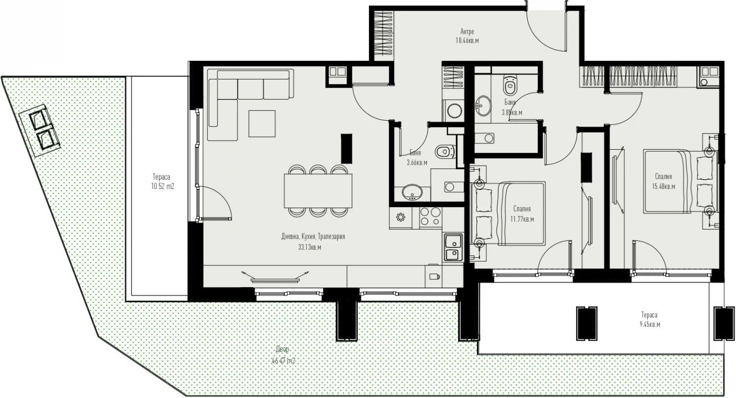 3-СТАЕН АПАРТАМЕНТ 121 М² СЪС СОБСТВЕН ДВОР В МАНАСТИРСКИ ЛИВАДИ ИЗТОК - 0
