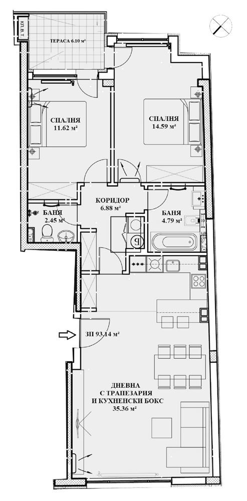 3-СТАЕН АПАРТАМЕНТ 109 М² ДО МЕТРОСТАНЦИЯ КРАСНО СЕЛО - 0