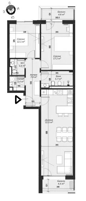3-СТАЕН АПАРТАМЕНТ 123 М² ДО МЕТРОСТАНЦИЯ ВИТОША - 0