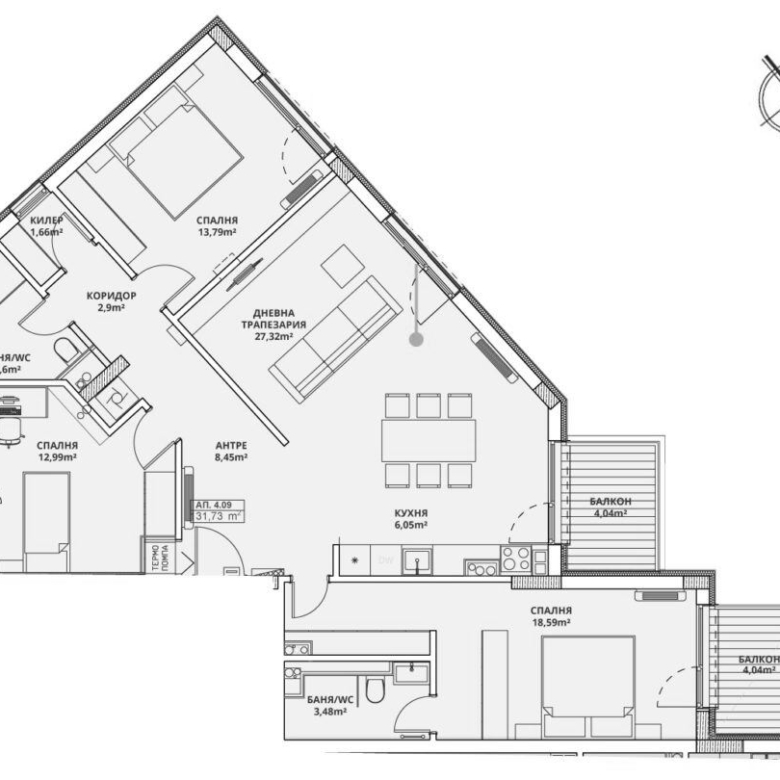 4-СТАЕН АПАРТАМЕНТ 153 М² В КВ. ПАВЛОВО - 0