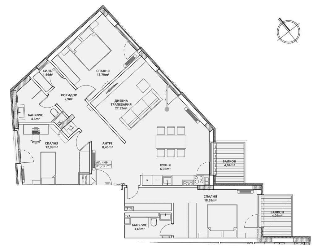 4-СТАЕН АПАРТАМЕНТ 153 М² В КВ. ПАВЛОВО - 0