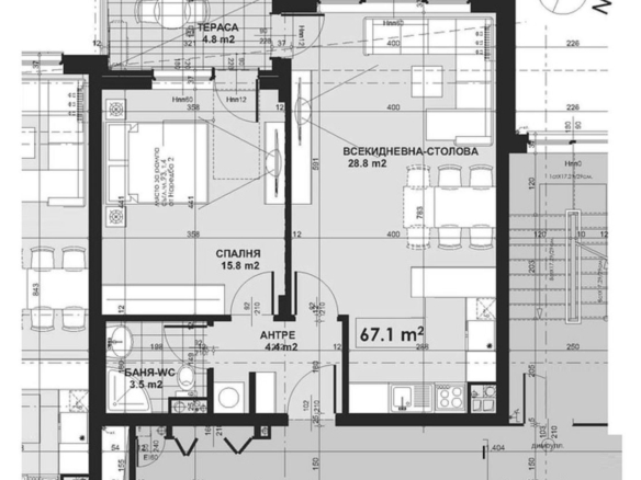 2-СТАЕН АПАРТАМЕНТ 76 М2 В КВ. МАЛИНОВА ДОЛИНА - 0