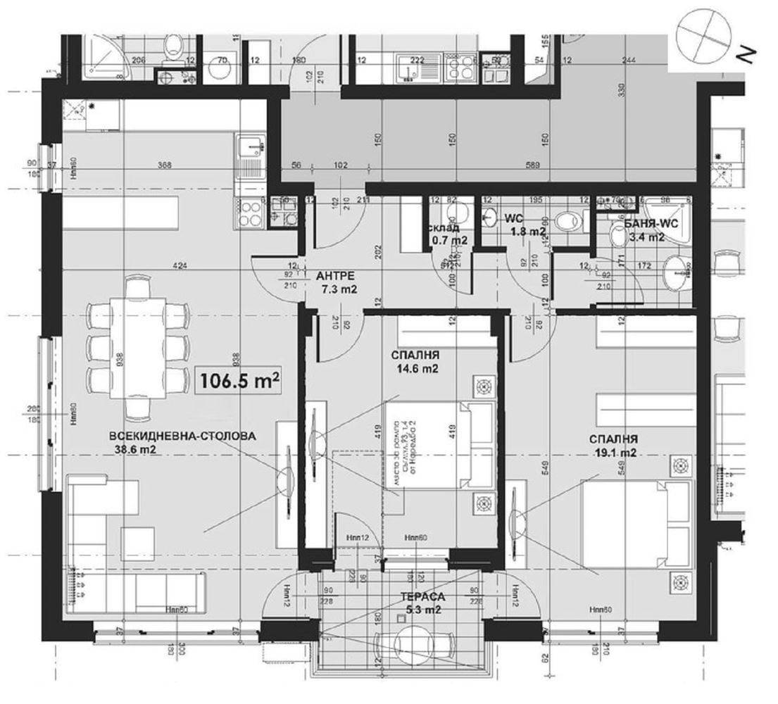3-СТАЕН АПАРТАМЕНТ 120 М2 В КВ. МАЛИНОВА ДОЛИНА - 0