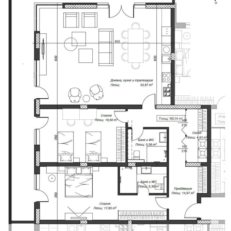 3-СТАЕН АПАРТАМЕНТ 213 М² ДО МЕТРОСТАНЦИЯ КОНСТАНТИН ВЕЛИЧКОВ - 0