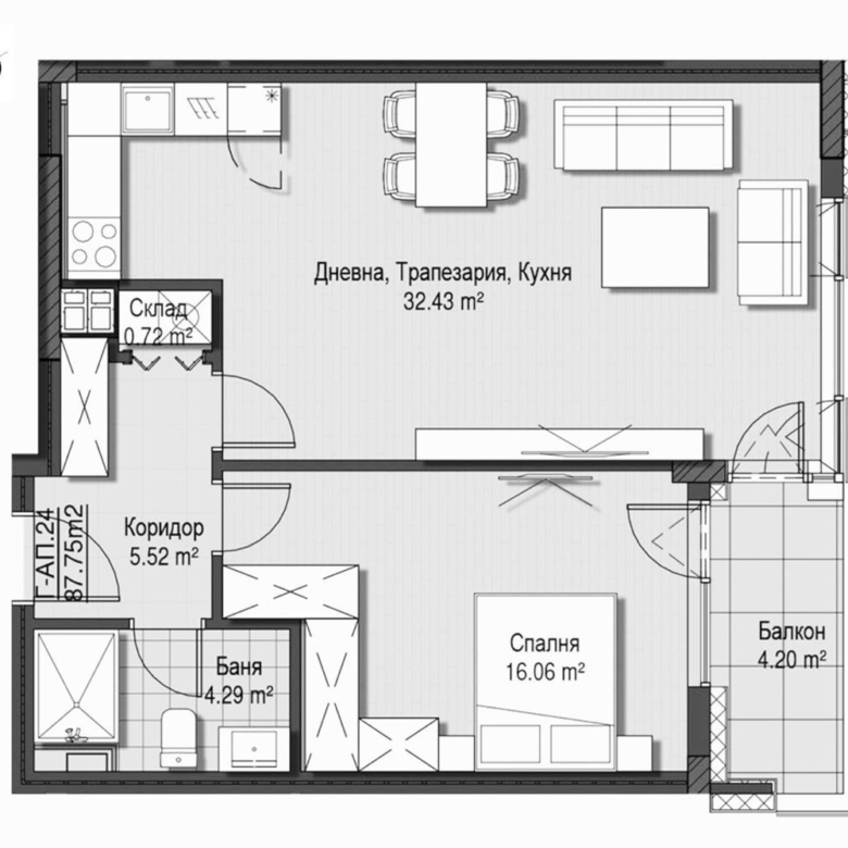 2-СТАЕН АПАРТАМЕНТ 88 М² ДО МЕТРОСТАНЦИЯ ВИТОША - 0