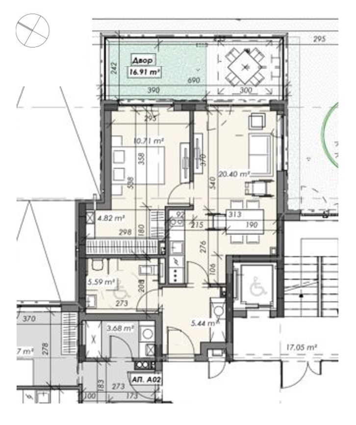 2-СТАЕН АПАРТАМЕНТ 68 М² СЪС СОБСТВЕН ДВОР В КВ.ОВЧА КУПЕЛ - 0