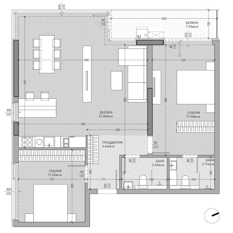 3-СТАЕН АПАРТАМЕНТ 133 М² В ПОЛИТЕ НА ВИТОША - 0