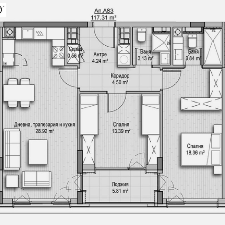 3-СТАЕН АПАРТАМЕНТ 118 М² ДО ЗООПАРКА - 0