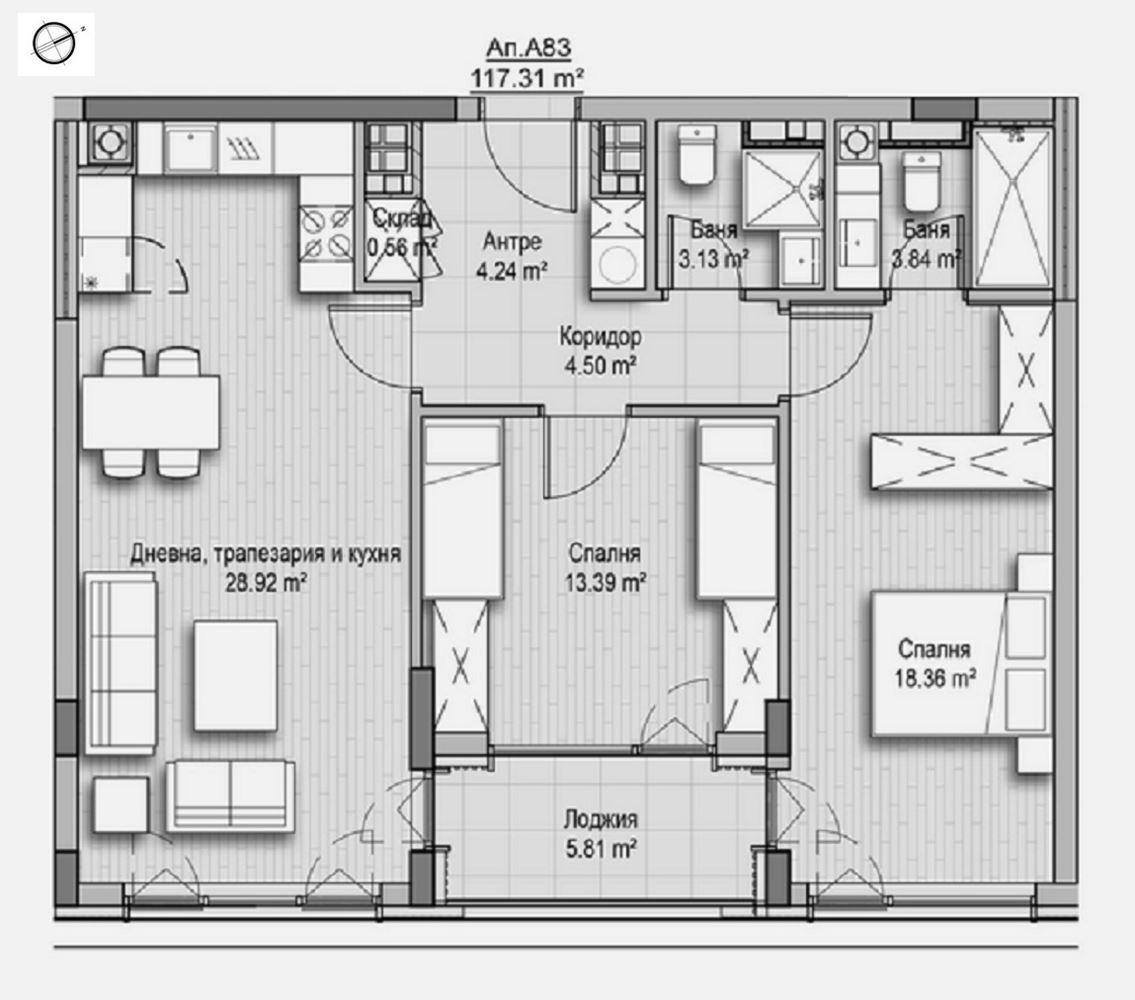 3-СТАЕН АПАРТАМЕНТ 118 М² ДО ЗООПАРКА - 0
