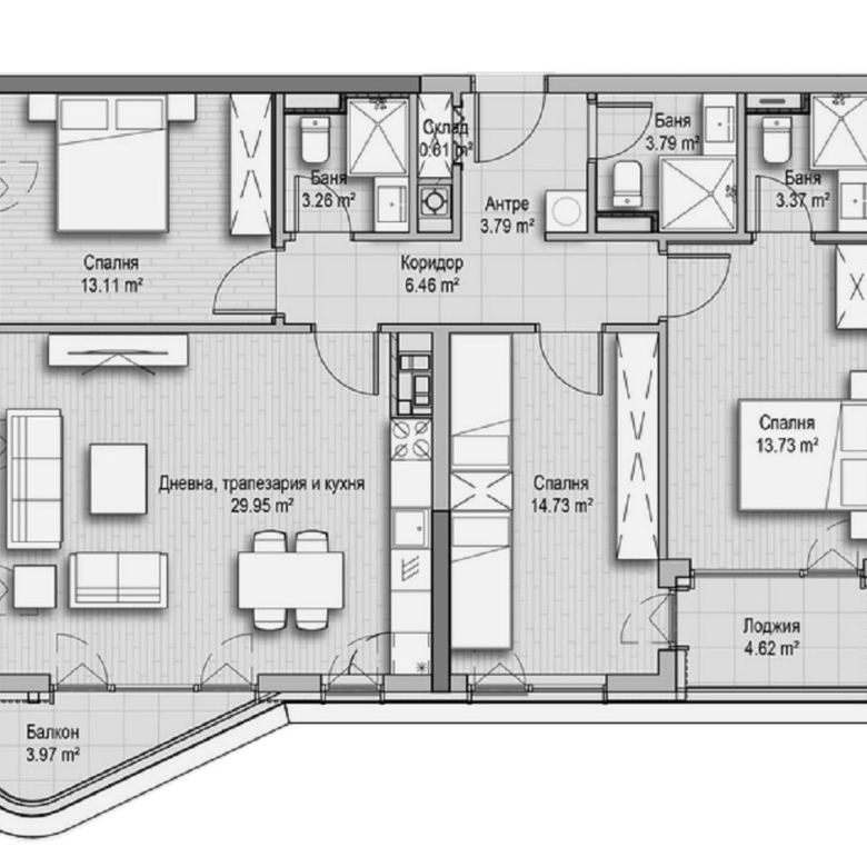 4-СТАЕН АПАРТАМЕНТ 147 М² ДО ЗООПАРКА - 0
