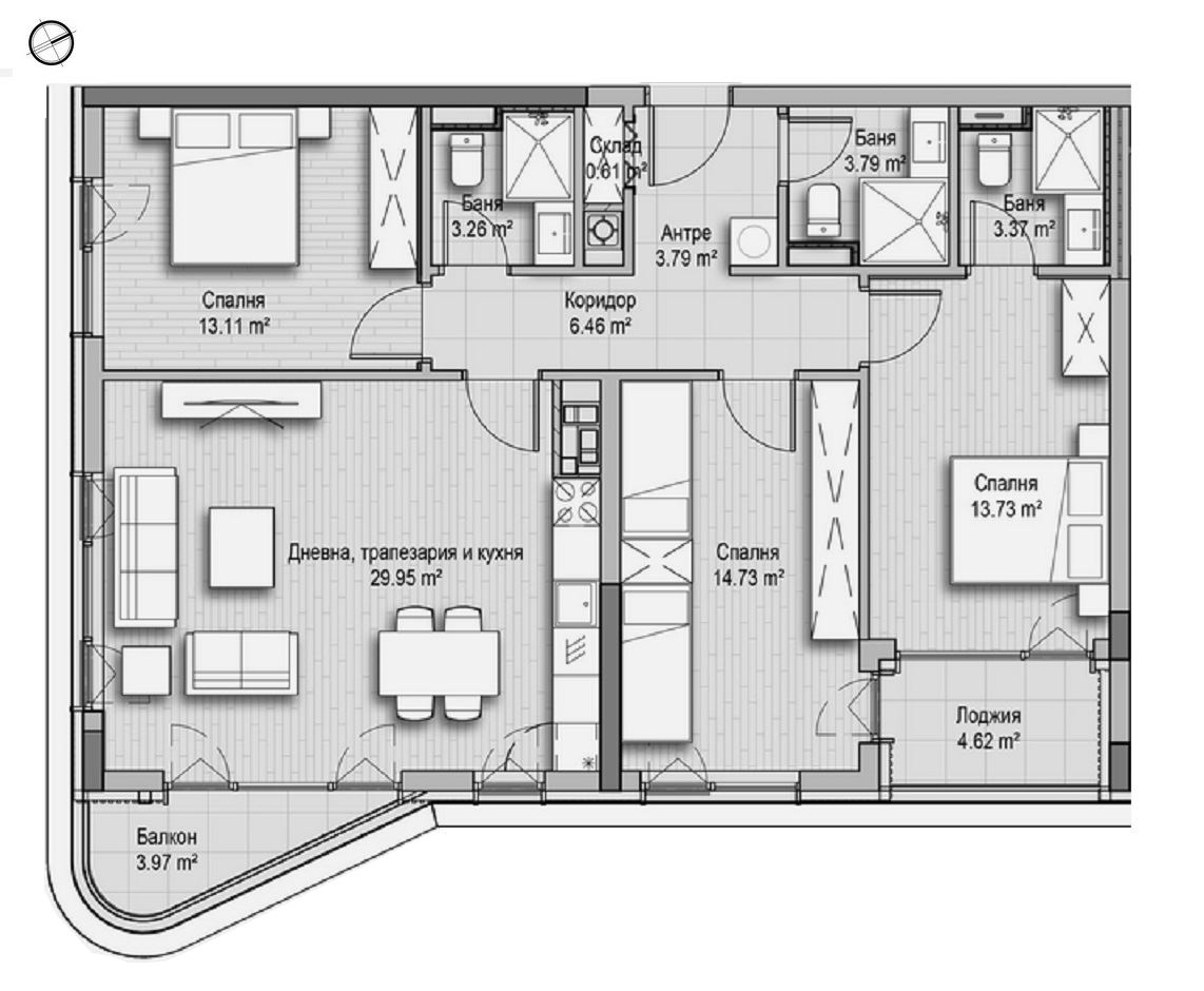 4-СТАЕН АПАРТАМЕНТ 147 М² ДО ЗООПАРКА - 0