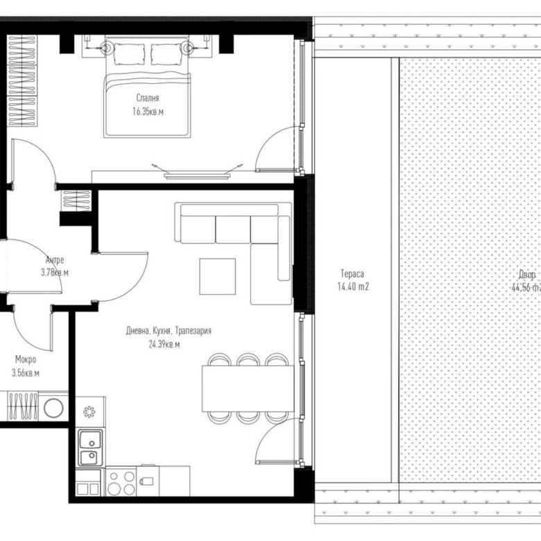 2-СТАЕН АПАРТАМЕНТ 70 М² СЪС СОБСТВЕН ДВОР 59 М² В МАНАСТИРСКИ ЛИВАДИ ИЗТОК - 0