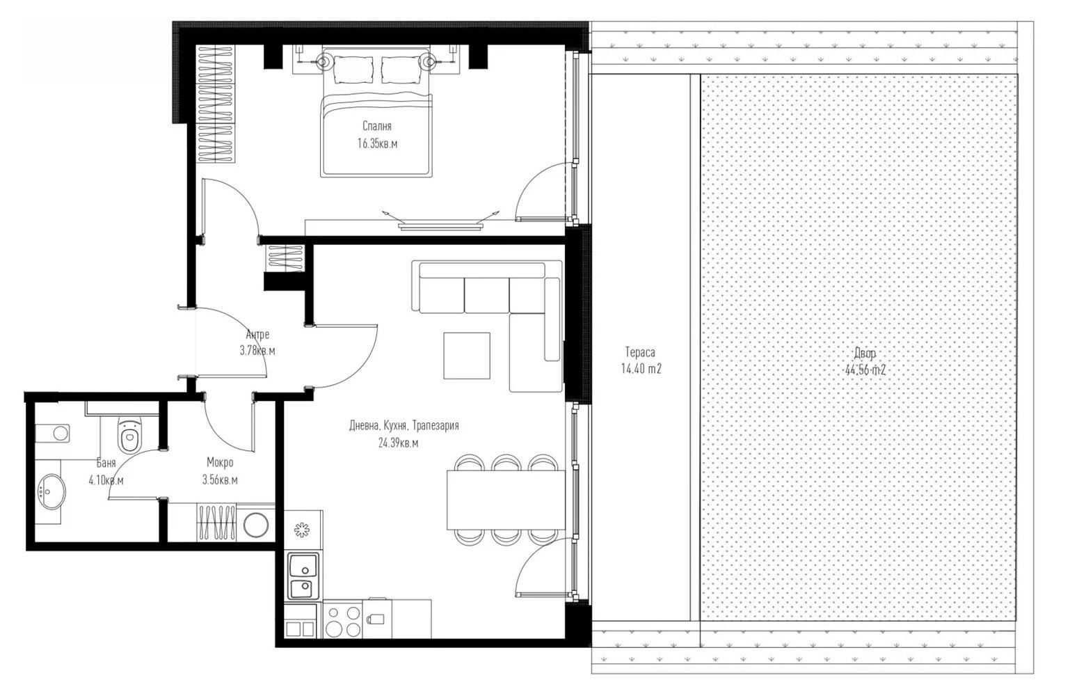 2-СТАЕН АПАРТАМЕНТ 70 М² СЪС СОБСТВЕН ДВОР 59 М² В МАНАСТИРСКИ ЛИВАДИ ИЗТОК - 0