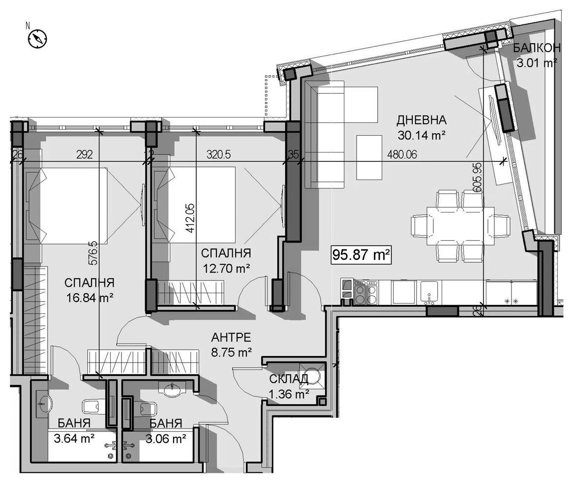 3-СТАЕН АПАРТАМЕНТ 111 М² В ПОЛИТЕ НА ВИТОША - 0