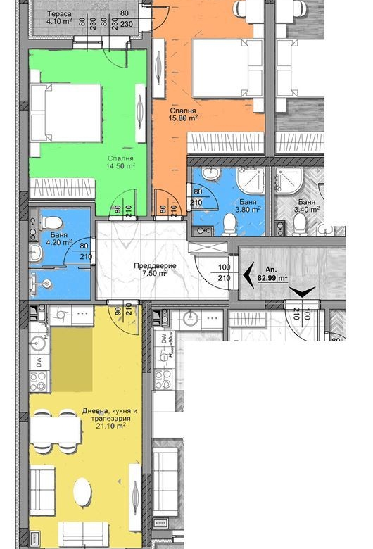 3-СТАЕН АПАРТАМЕНТ 101 М² ДО МЕТРОСТАНЦИЯ МИЗИЯ - 0