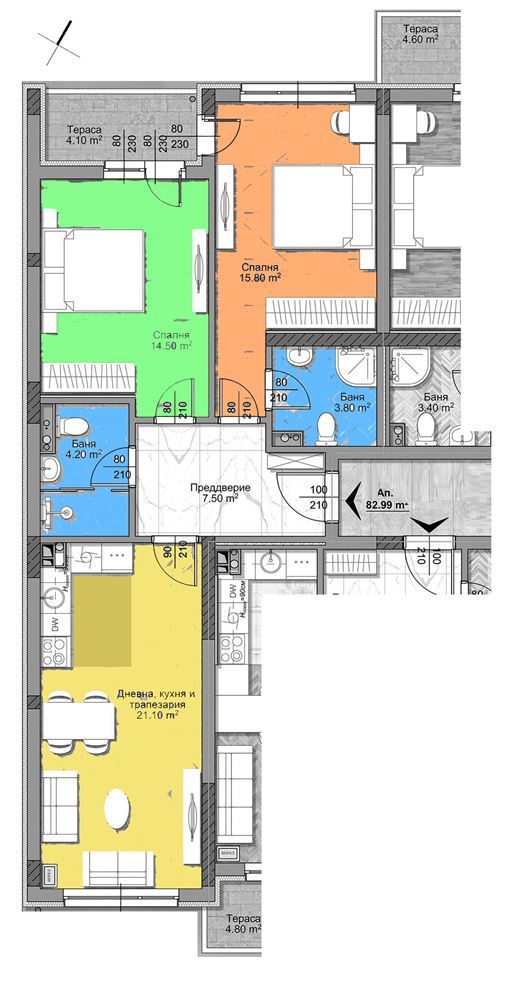 3-СТАЕН АПАРТАМЕНТ 101 М² ДО МЕТРОСТАНЦИЯ МИЗИЯ - 0