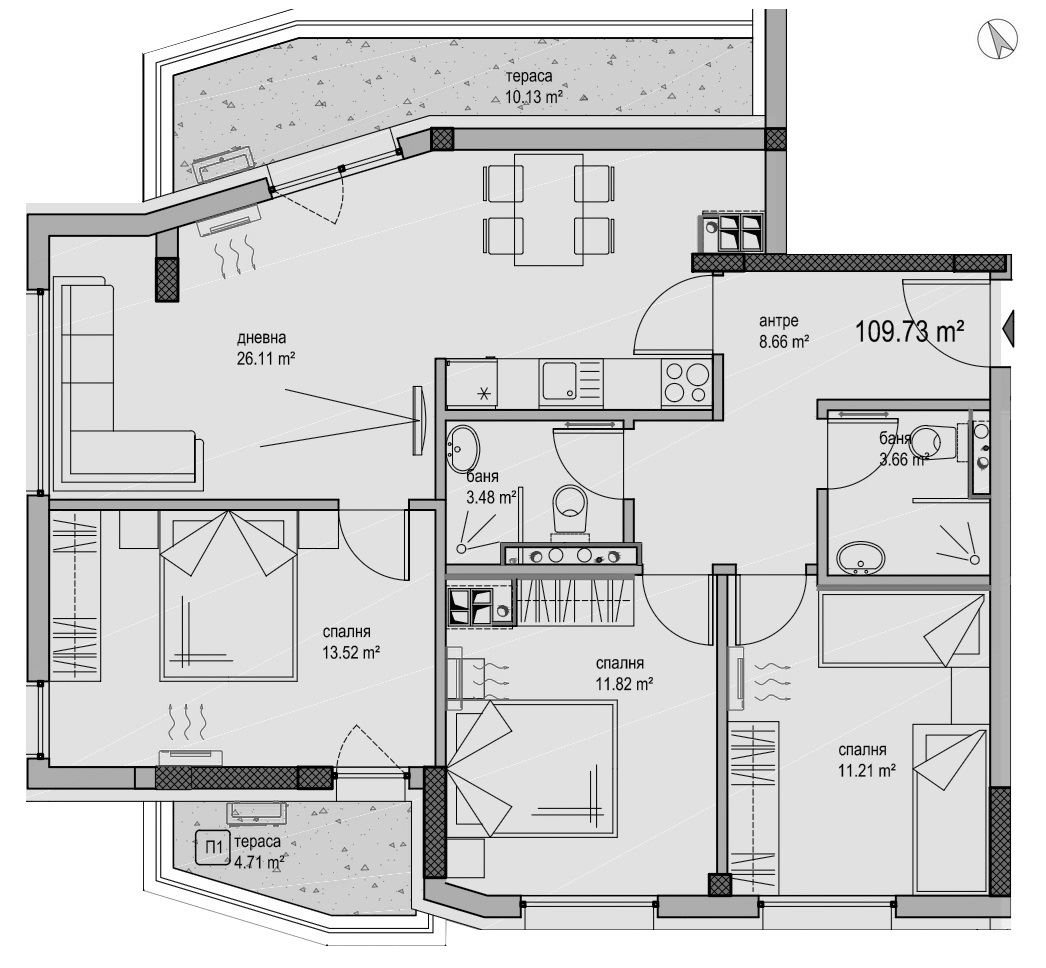 4-СТАЕН АПАРТАМЕНТ 132 М² В Ж.К. ОВЧА КУПЕЛ - 0
