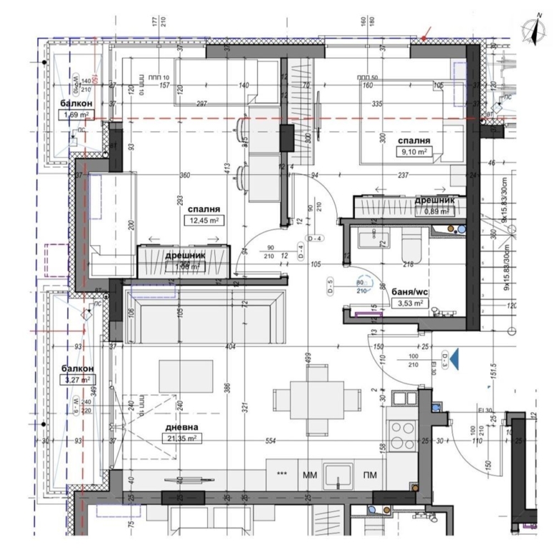 3-СТАЕН АПАРТАМЕНТ 80 М2 ДО ПАРК ЗАИМОВ - 0