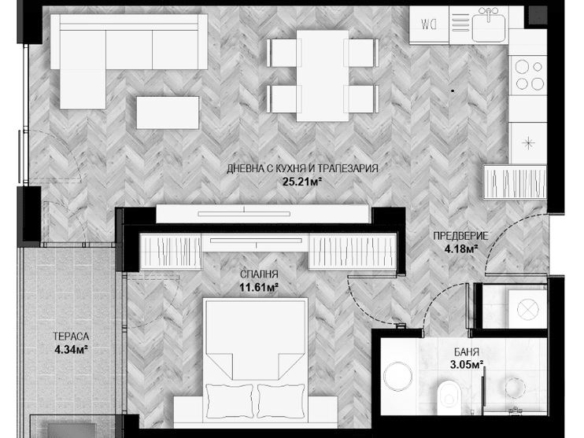 2-СТАЕН АПАРТАМЕНТ 68 М² ДО МЕТРОСТАНЦИЯ ЛЪВОВ МОСТ - 0