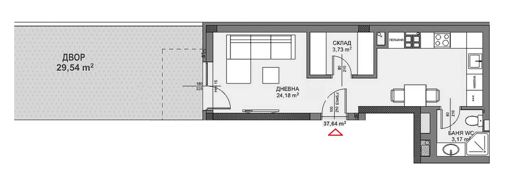 1-СТАЕН АПАРТАМЕНТ 47 М² СЪС СОБСТВЕН ДВОР 30 М² В КВ.ОВЧА КУПЕЛ - 0