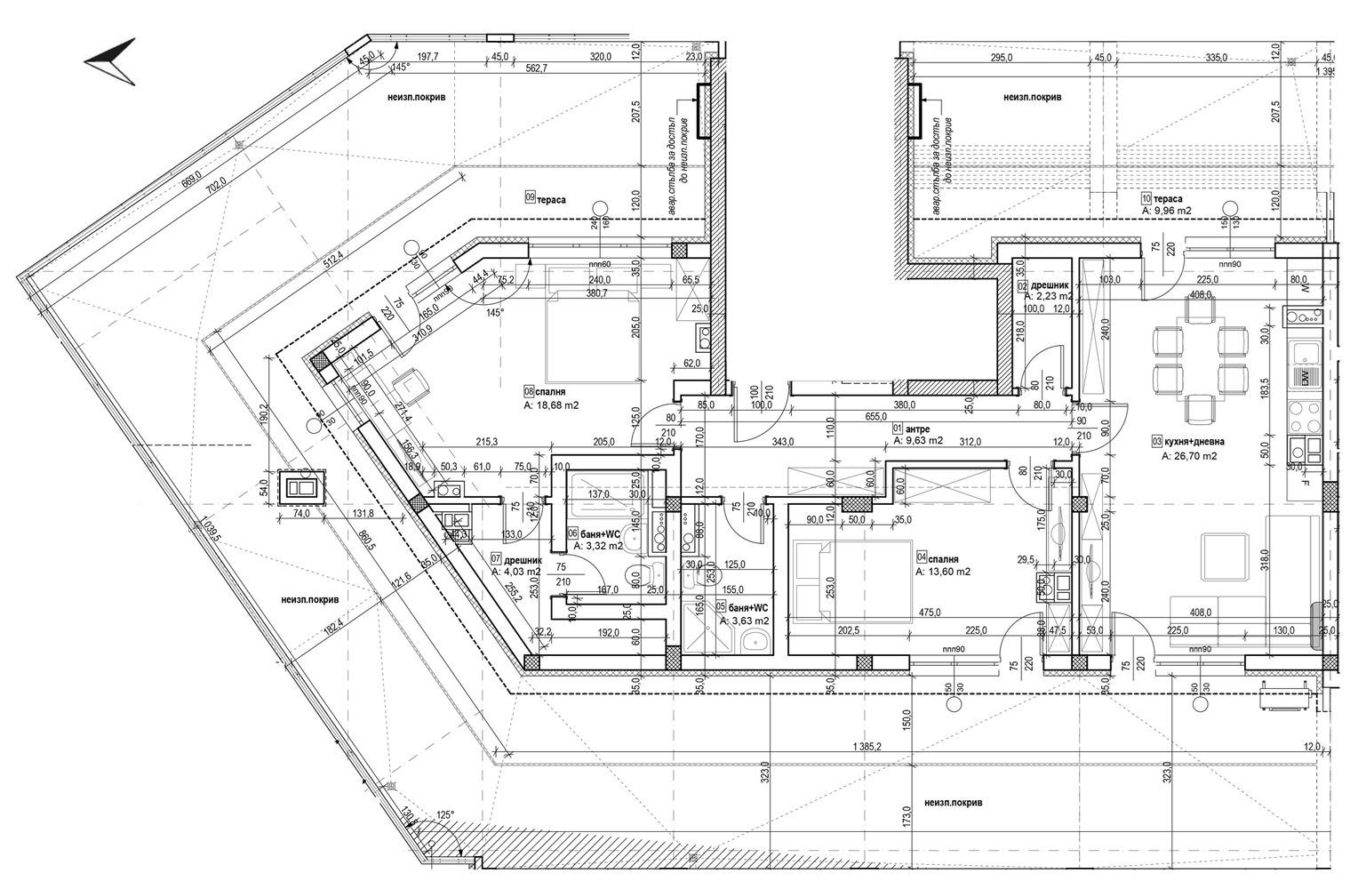 3-СТАЕН АПАРТАМЕНТ 180 М² С ПАНОРАМНА ТЕРАСА 90 М² ДО МЕТРОСТАНЦИЯ МУСАГЕНИЦА - 0