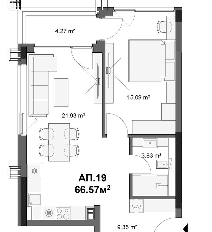 2-СТАЕН АПАРТАМЕНТ 82 М² ДО МЕТРОСТАНЦИЯ ОВЧА КУПЕЛ - 0