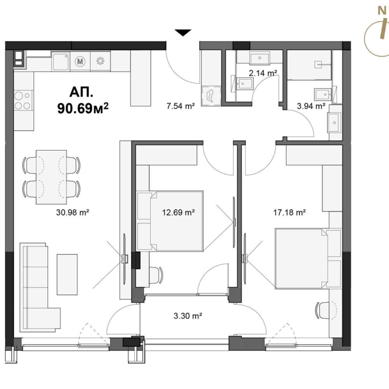 3-СТАЕН АПАРТАМЕНТ 112 М² ДО МЕТРОСТАНЦИЯ ОВЧА КУПЕЛ - 0