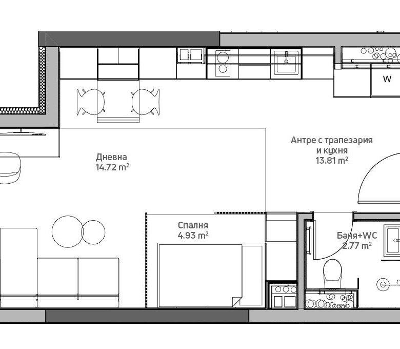 1-СТАЕН АПАРТАМЕНТ 61 М² ДО МОЛ СОФИЯ - 0