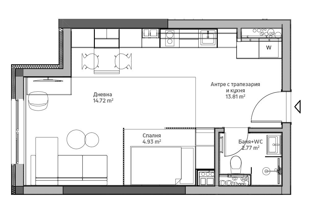 1-СТАЕН АПАРТАМЕНТ 61 М² ДО МОЛ СОФИЯ - 0